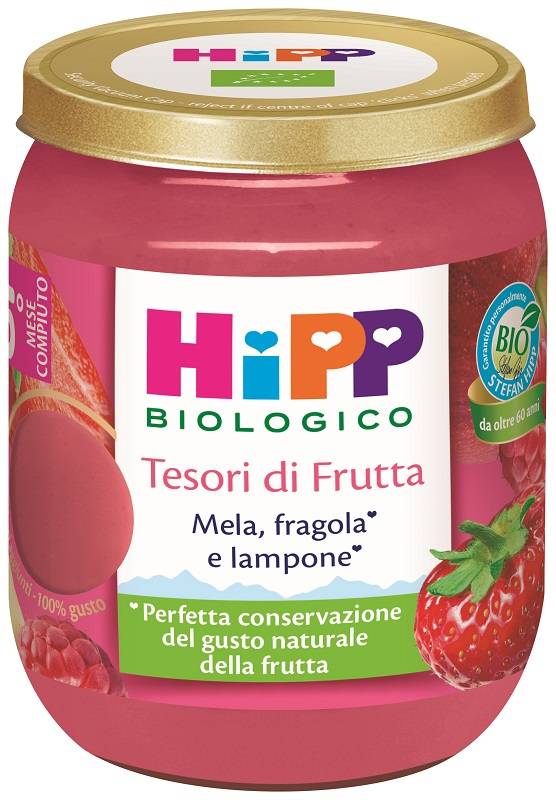Hipp Tesori di Frutta Omogeneizzato Mela Fragola e Lampone Biologico 160 g