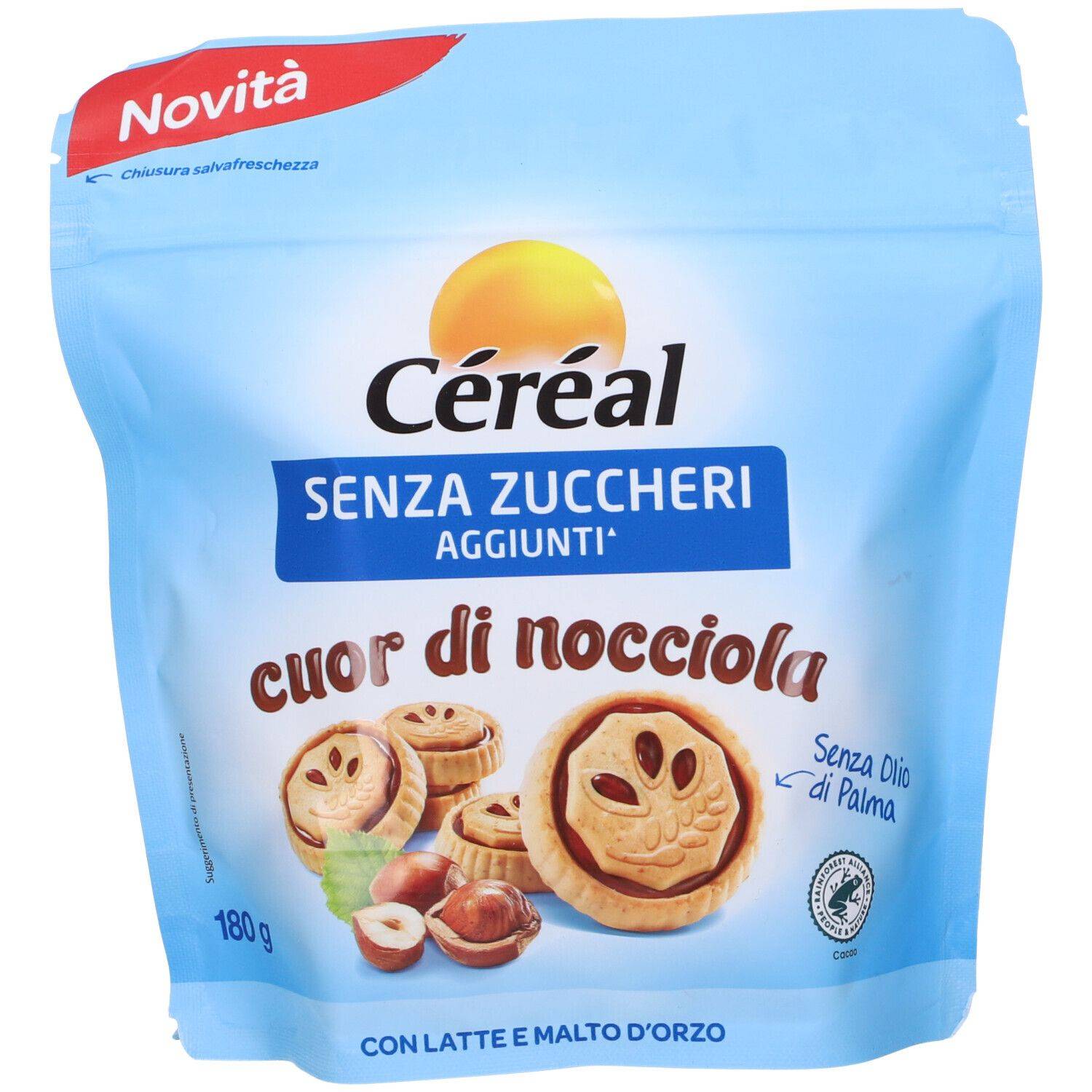 Cereal Cuor Di Nocciola Senza Zuccheri Biscotti al Latte 180 g
