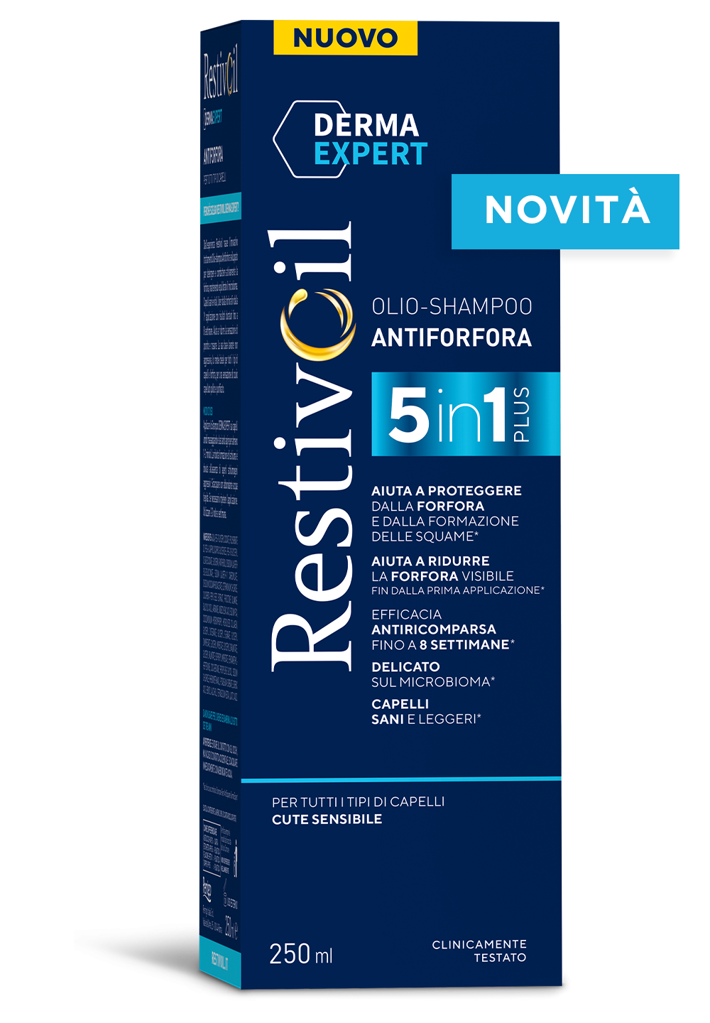 Restivoil Derma Expert Olio - Shampoo Antiforfora 5 in 1 per Tutti i Tipi di Capelli 250 ml