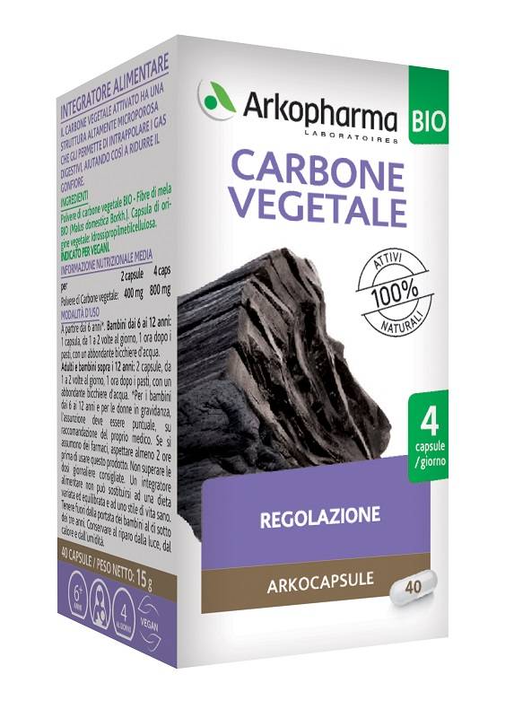 Arkopharma Arko Capsule Carbone Vegetale Bio Integratore per la Digestione 40 capsule