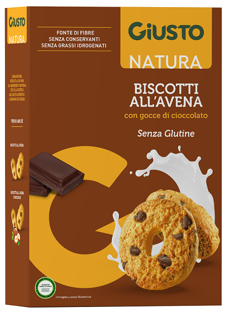 Giusto Senza Glutine Biscotti Avena Gocce Cioccolato 250 grammi