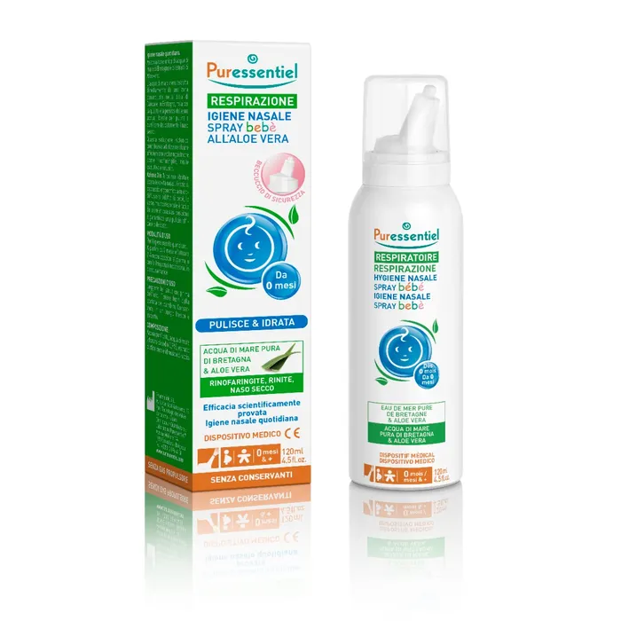 Puressentiel Respirazione Spray Igiene Nasale Bebè all' Aloe 120 ml