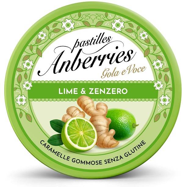 Anberries Lime & Zenzero Pastiglie gommose per la gola 50 g