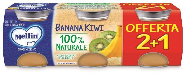 Mellin Banana Kiwi Omogeneizzato 3 vasetti da 100 g