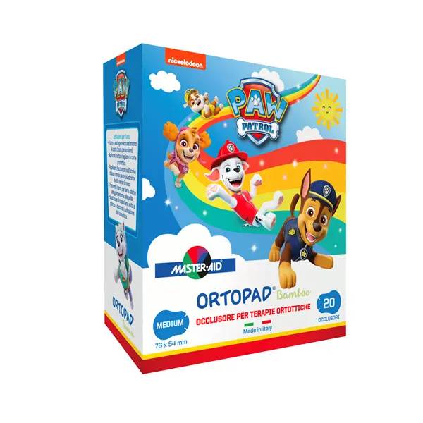 Master - Aid Ortopad Paw Patrol Medium Cerotto occlusore per terapie Ortottiche 76 x 54 mm 20 Pezzi