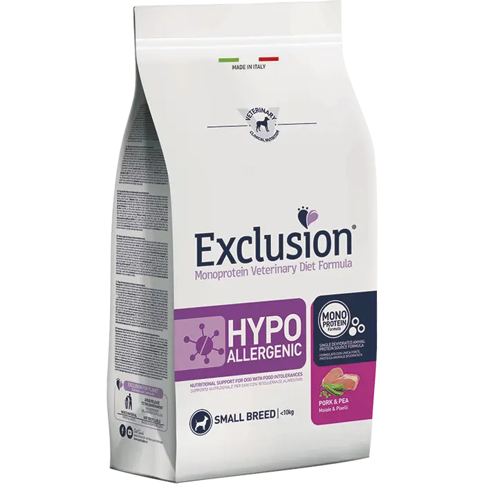 Exclusion Monoprotein Veterinary Diet Formula Hypoallergenic Pork and Pea Alimento secco per cani 2 kg