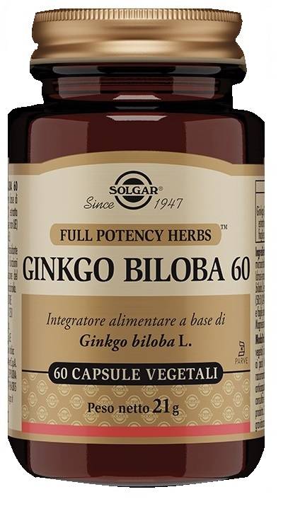 Solgar Ginkgo Biloba 60 Integratore per il Microcircolo 60 capsule vegetali