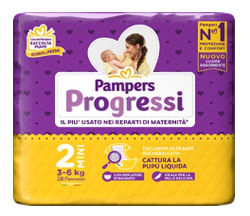 Pampers Progressi Mini Taglia 2 (3 - 6 kg) 28 pezzi