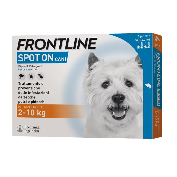 Frontline Spot On Antiparassitario per Cani da 2 a 10 Kg 4 pipette