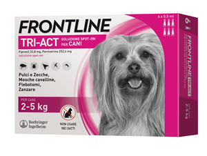Frontline Tri - Act Spot - on Antiparassitario per Cani da 2 a 5 Kg 6 pipette
