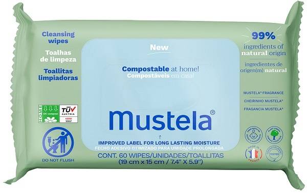 Mustela Salviette Compostabili per l'Igiene dei Bambini 60 pezzi