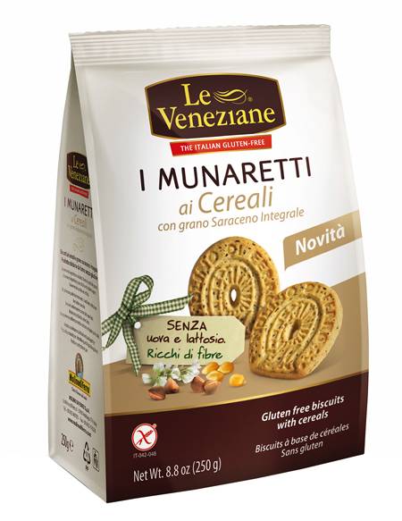 Le Veneziane Munaretti Biscotti Cereali e Grano Saraceno Integrale Senza Glutine 250 g