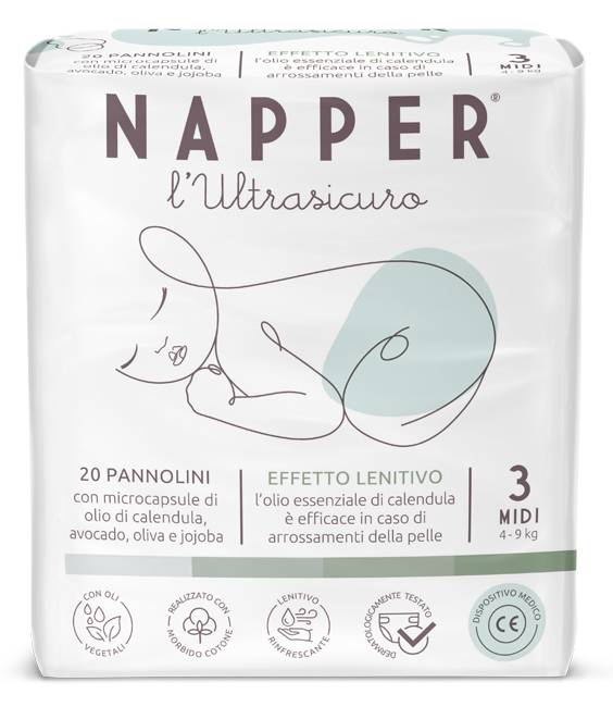 Napper l'Ultrasicuro Pannolino Midi 4 (4 - 9 kg) 20 pannolini