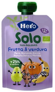 HERO SOLO OMOGENEIZZATO PATATA DOLCE ZUCCA BANANA MIRTILLO 100 G