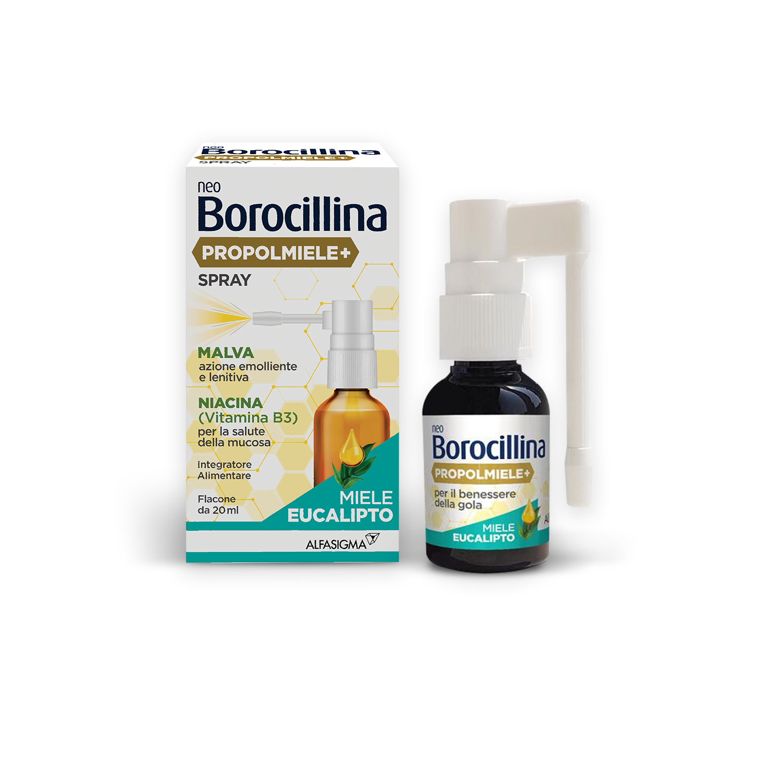NeoBorocillina Propolmiele+ Spray Benessere Gola Miele e Eucalipto 20 ml