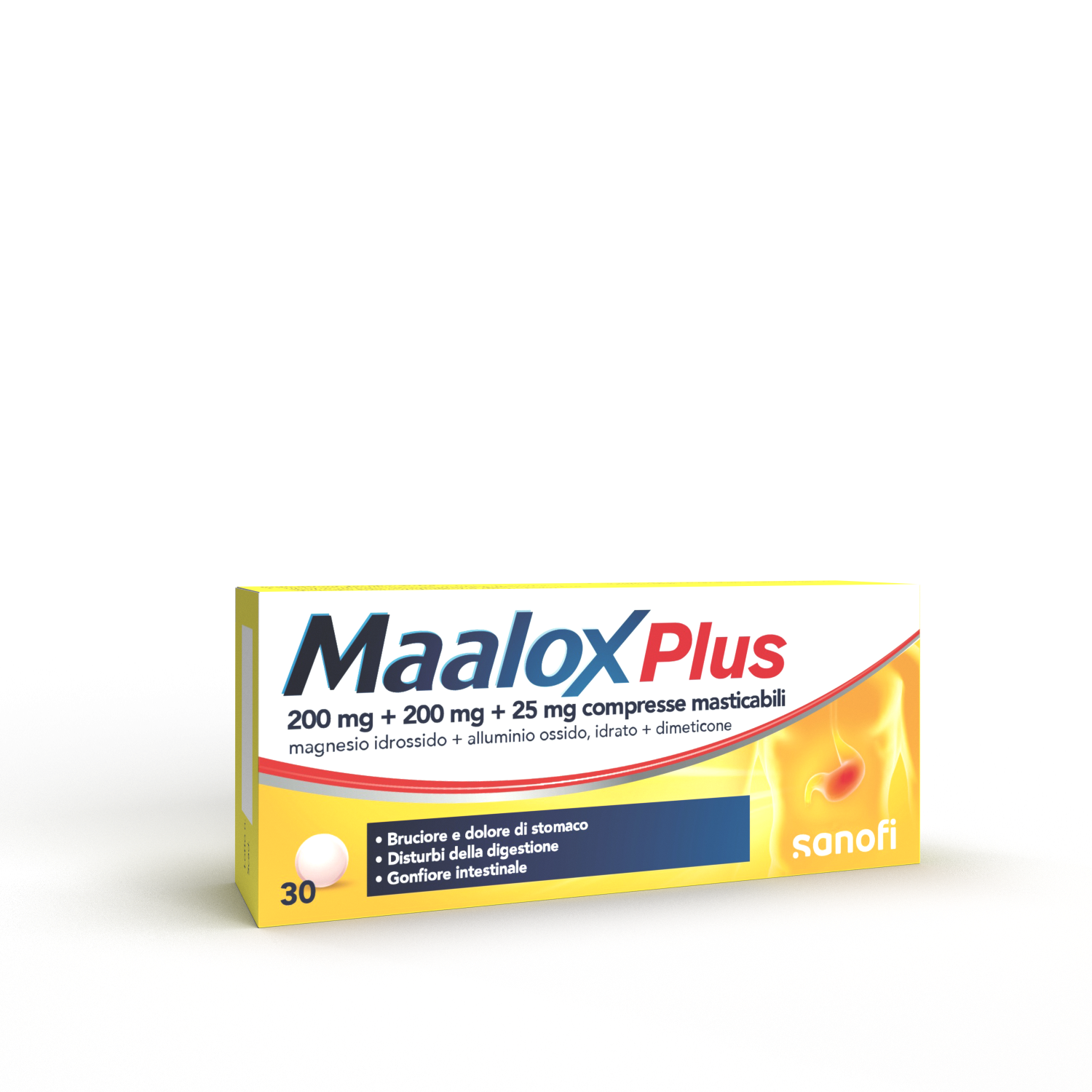 Maalox Plus 200 mg + 200 mg + 25 mg 30 Compresse Masticabili