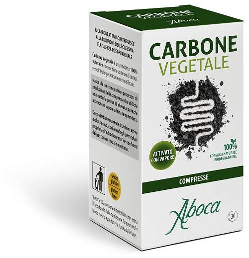 Aboca Carbone Vegetale Integratore Contro i Gas Intestinali 30 compresse
