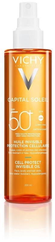 Vichy Capital Soleil Cell Protect Olio Invisibile spf50+ per Viso Corpo e Capelli 200 ml