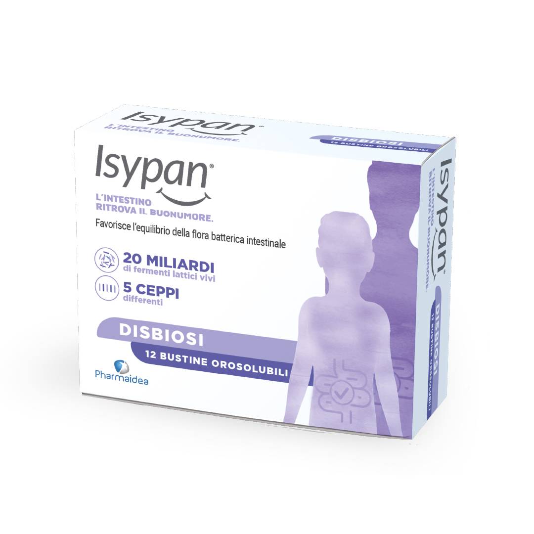 Isypan Disbiosi Integratore per il Benessere dell'Intestino 12 bustine Orosolubili