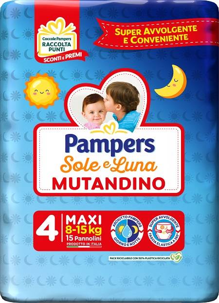 Pampers Sole&Luna Mutandino Taglia 4 Maxi (8 - 15 kg) 15 pezzi
