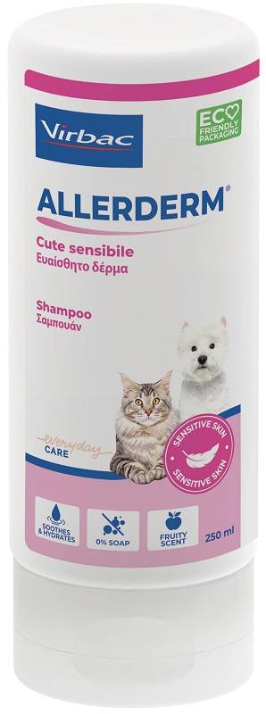 Allerderm Shampoo per Cute Sensibile di Cani e Gatti 250 ml