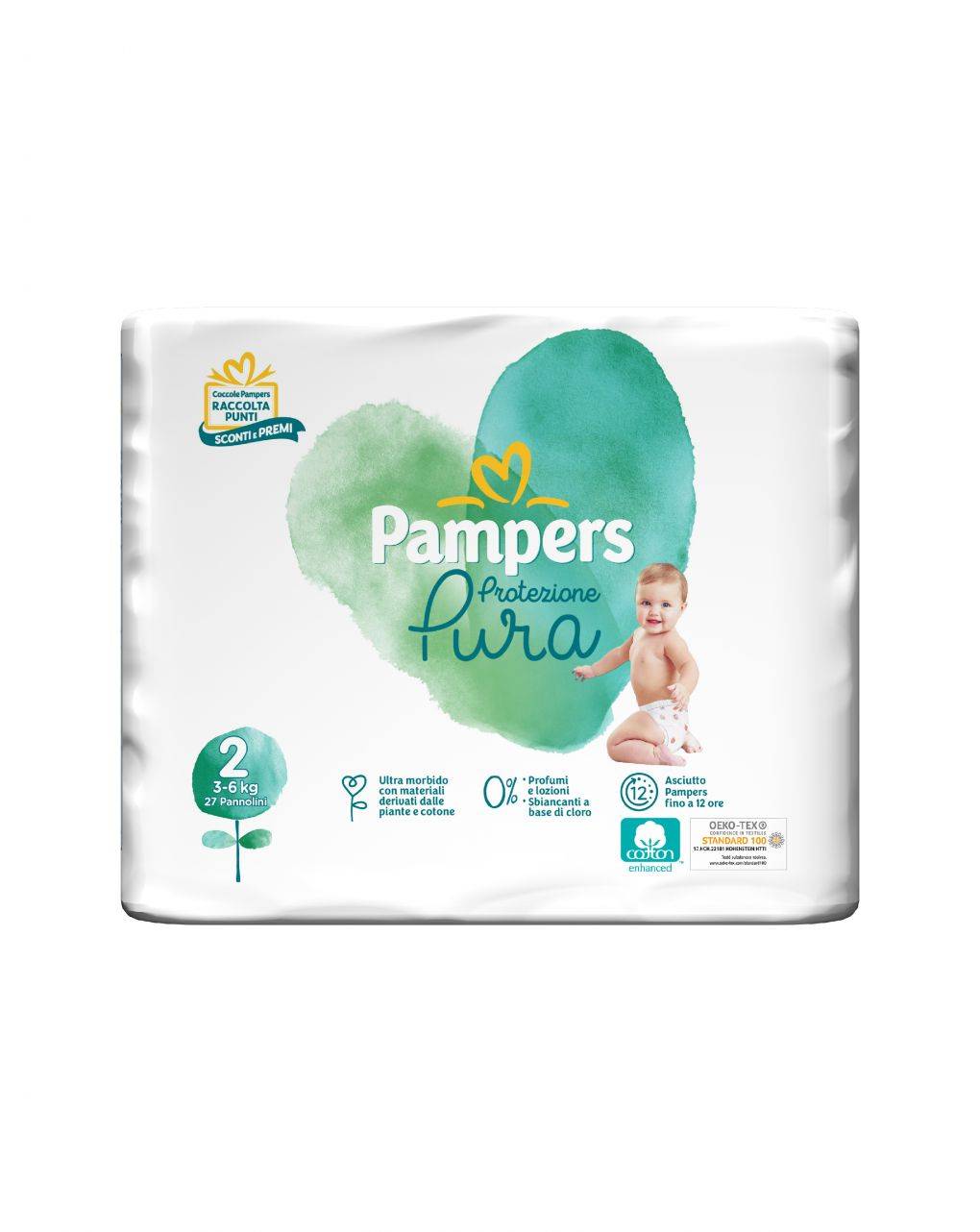 Pampers Protezione Pura Mini Taglia 2 (3 - 6 kg) 27 pannolini