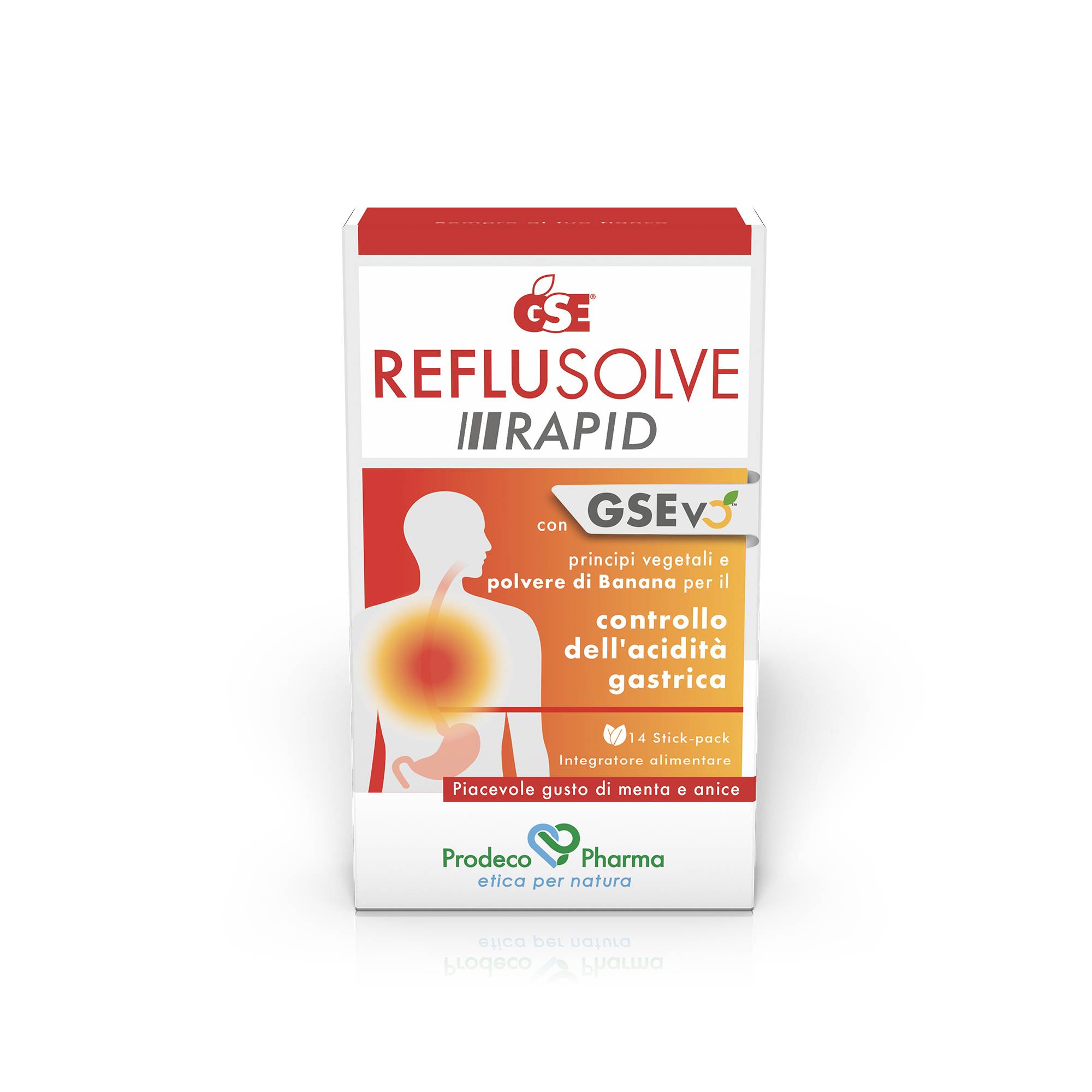 Prodeco Pharma GSE Reflusolve Rapid Integratore per Acidità Gastrica 14 stick