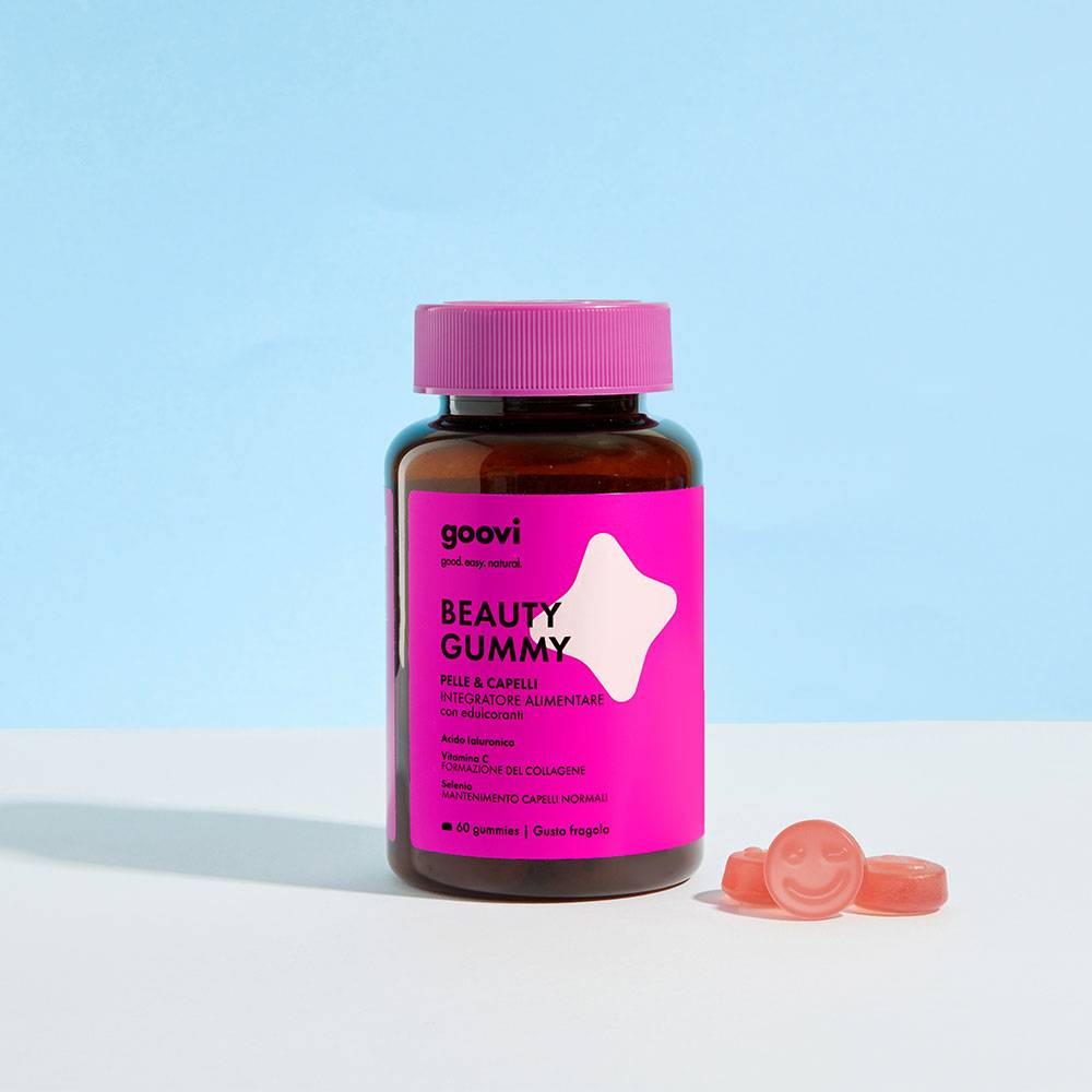 Goovi Beauty Integratore per il Benessere di Capelli e Unghie Gusto Fragola 60 gummies