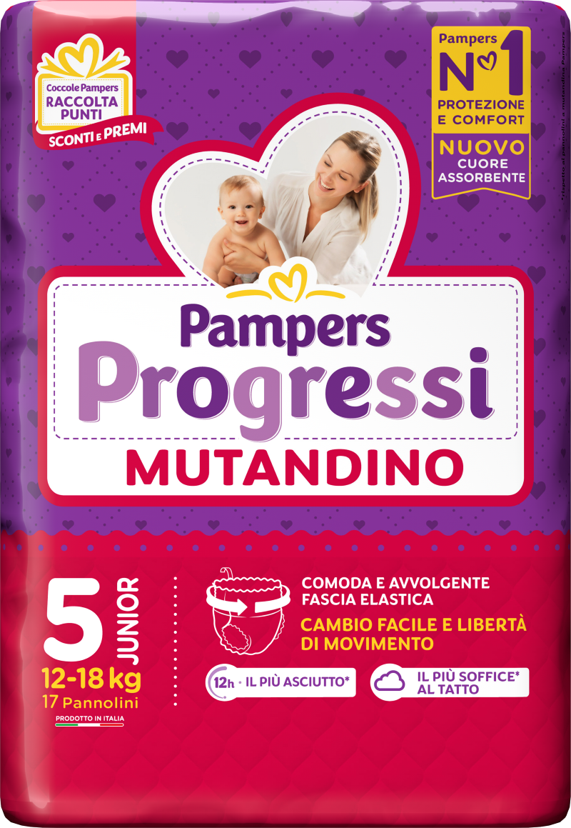 Pampers Progressi Mutandino Junior Taglia 5 (12 - 18 kg ) 17 pezzi
