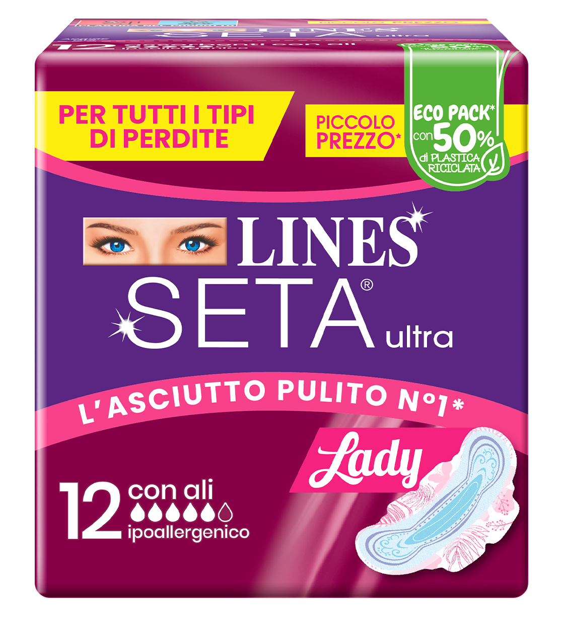 Lines Seta Ultra Lady Assorbenti con Ali 12 pezzi