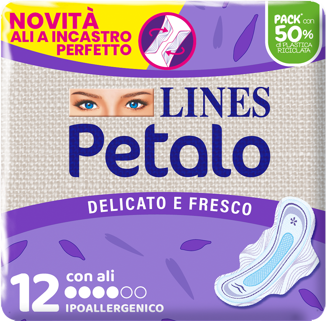 Lines Petalo Blu Assorbenti con Ali 12 pezzi