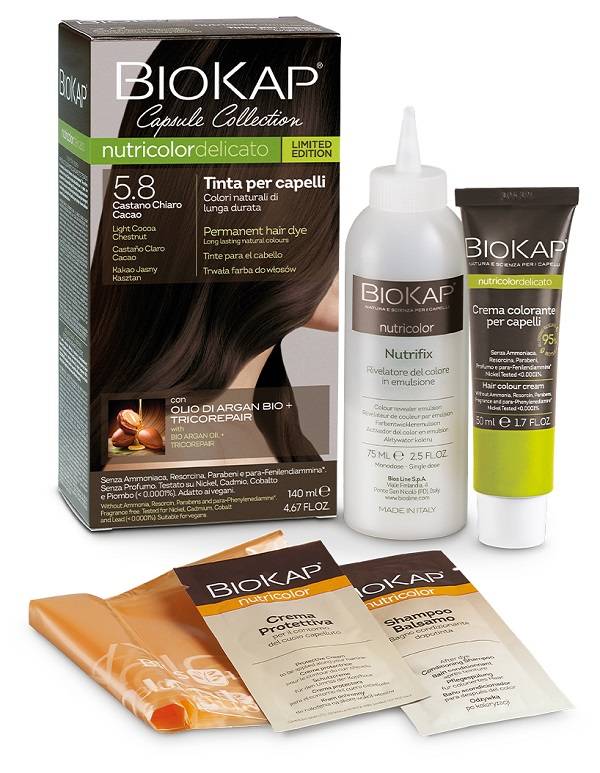 Bios Line BioKap Nutricolor Delicato Tinta per Capelli 5,8 Castano Chiaro Cacao