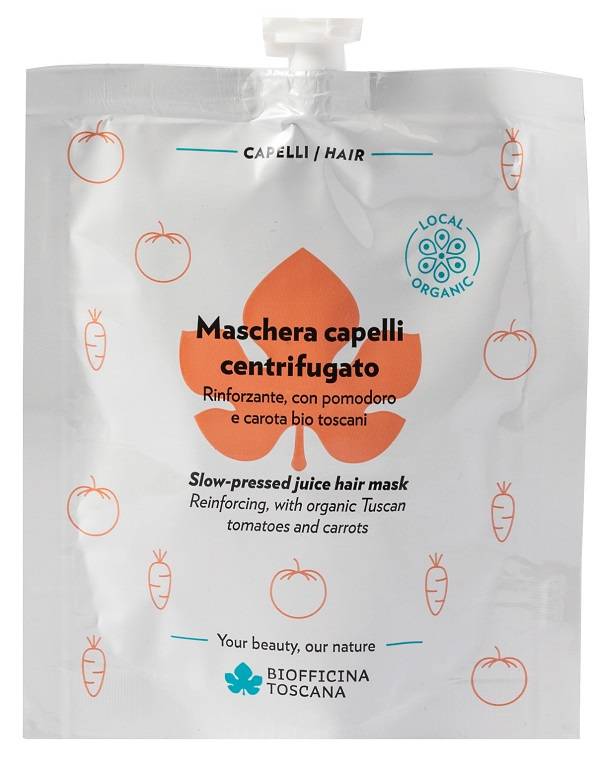 Biofficina Toscana Maschera Capelli Centrifugato Rinforzante con Pomodoro e Carota Bio 40 ml