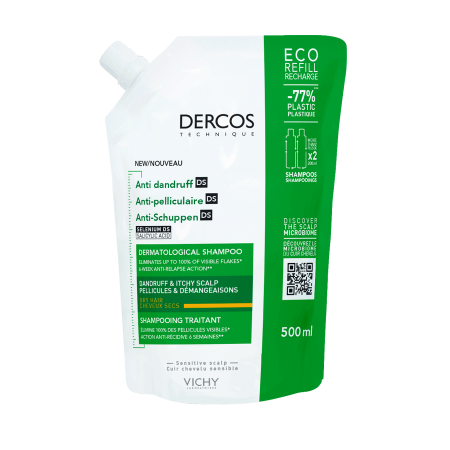 Vichy Dercos Shampoo Anti - Forfora per Capelli Secchi 500 ml Eco - Refill