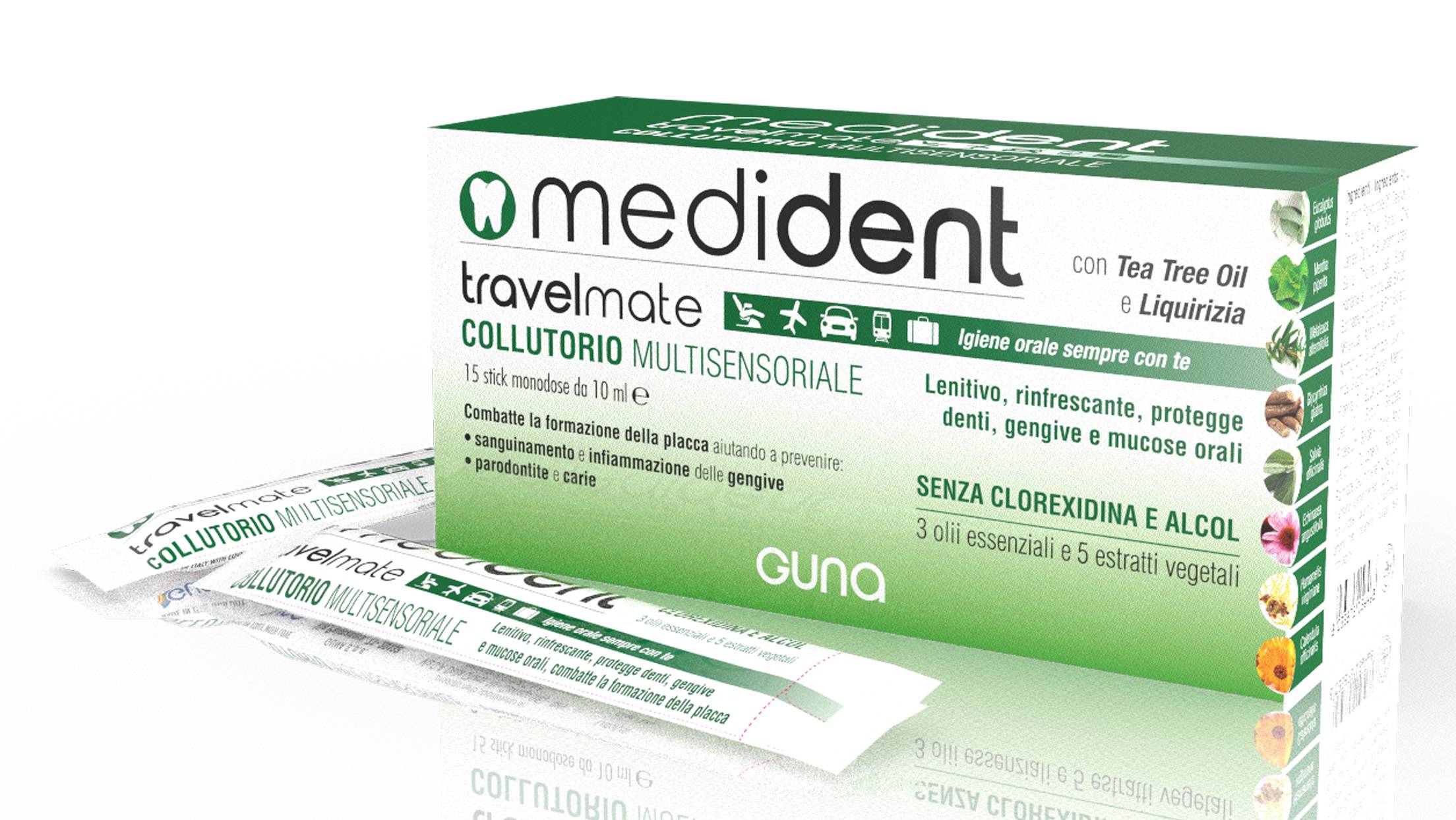 Guna Medident Travelmate Collutorio Multisensoriale 15 stick da 10 ml