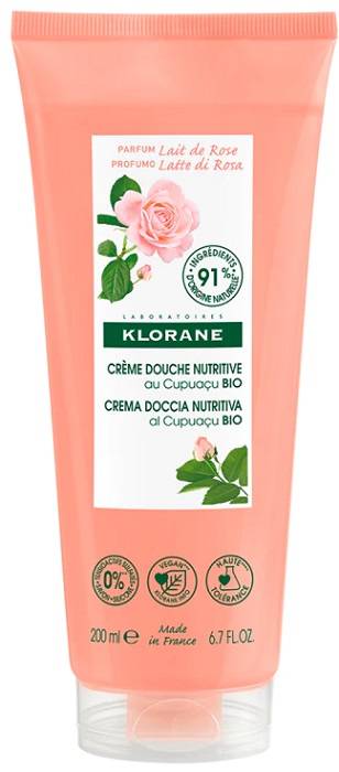 Klorane Crema Doccia Nutritiva Al Cupuaçu bio profumo latte di rosa 200 ml