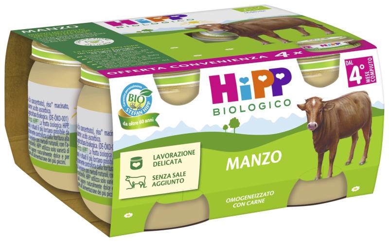 Hipp Bio Omogeneizzato Gusto Manzo 4 pezzi da 80 g