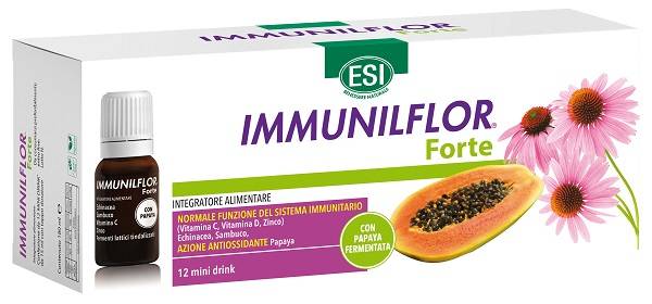Esi Immunilflor Forte Papaya Integratore per le Difese Immunitarie 12 Flaconcini Mini Drink