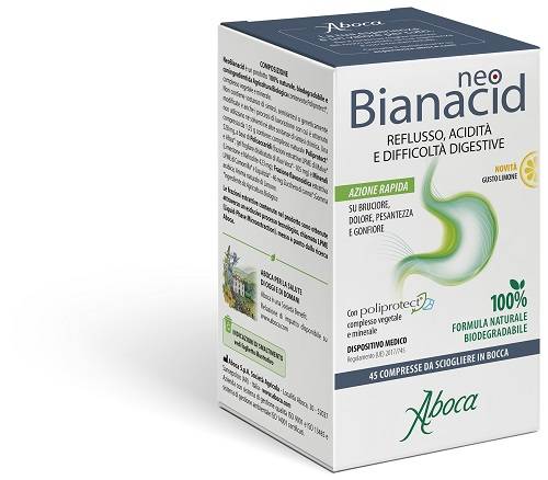 Aboca Neobianacid Contro il Reflusso Gastroesofageo Gusto Limone 45 Compresse