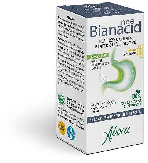 Aboca Neobianacid Contro il Reflusso Gastroesofageo Gusto Limone 14 Compresse
