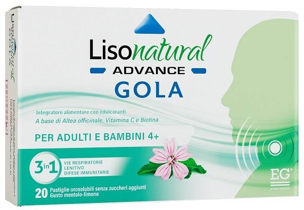 Lisonatural Advance Gola Contro il Mal di Gola 20 Pastiglie