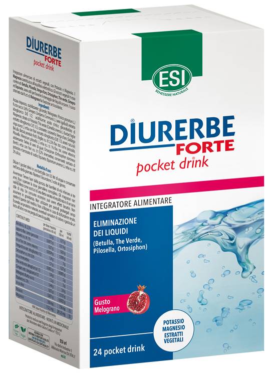 Esi Diurerbe Forte Pocket Drink Melograno Integratore Drenante 24 Stick Pack