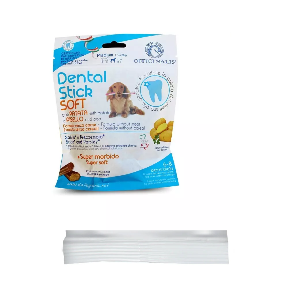 Dental Stick Grain Free Snack Naturale Igiene Orale Cani Taglia Media (10 - 25 kg) 96 grammi