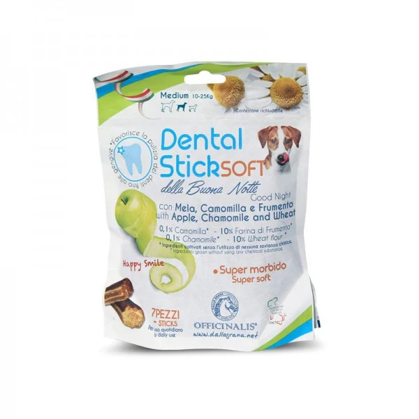 Dental Stick Buonanotte Snack Naturale Igiene Orale Cani Taglia Media (10 - 25 kg) 90 grammi
