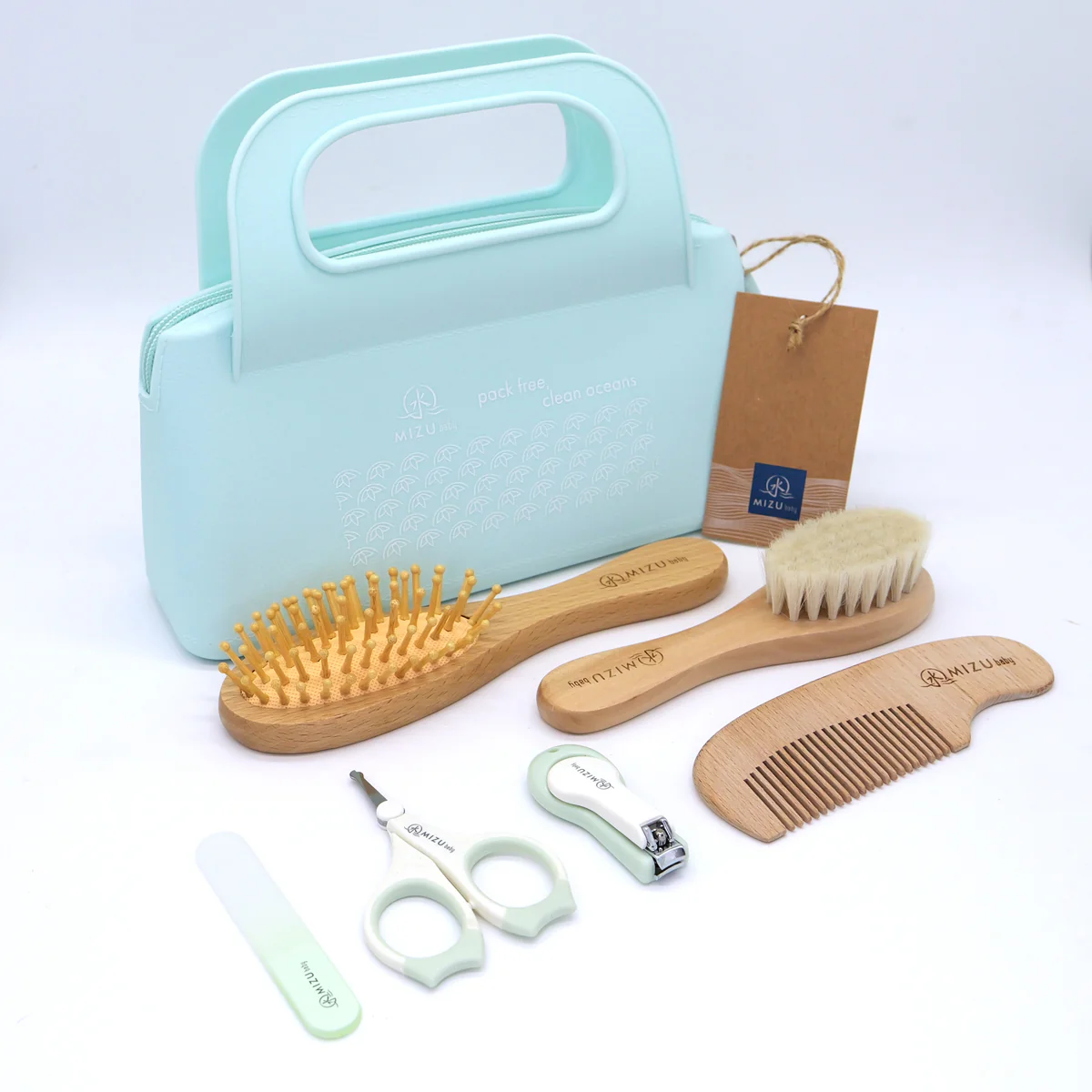 Mizu Baby Mami - Gift Set Verde Acqua con Beauty in Silicone Igiene Neonato