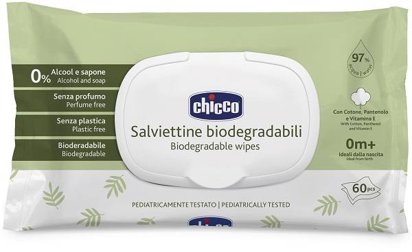 Chicco Salviette Biodegradabili 60 Pezzi