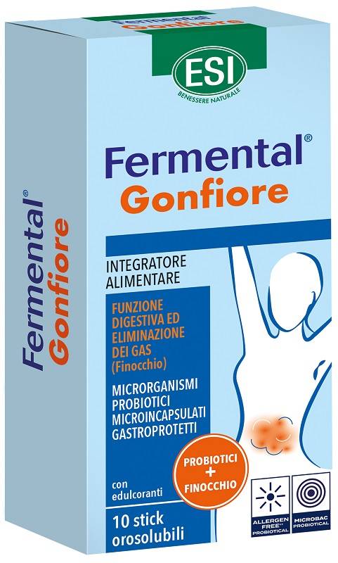 Esi Fermental Gonfiore Integratore di Probiotici 10 Stick Orosolubili