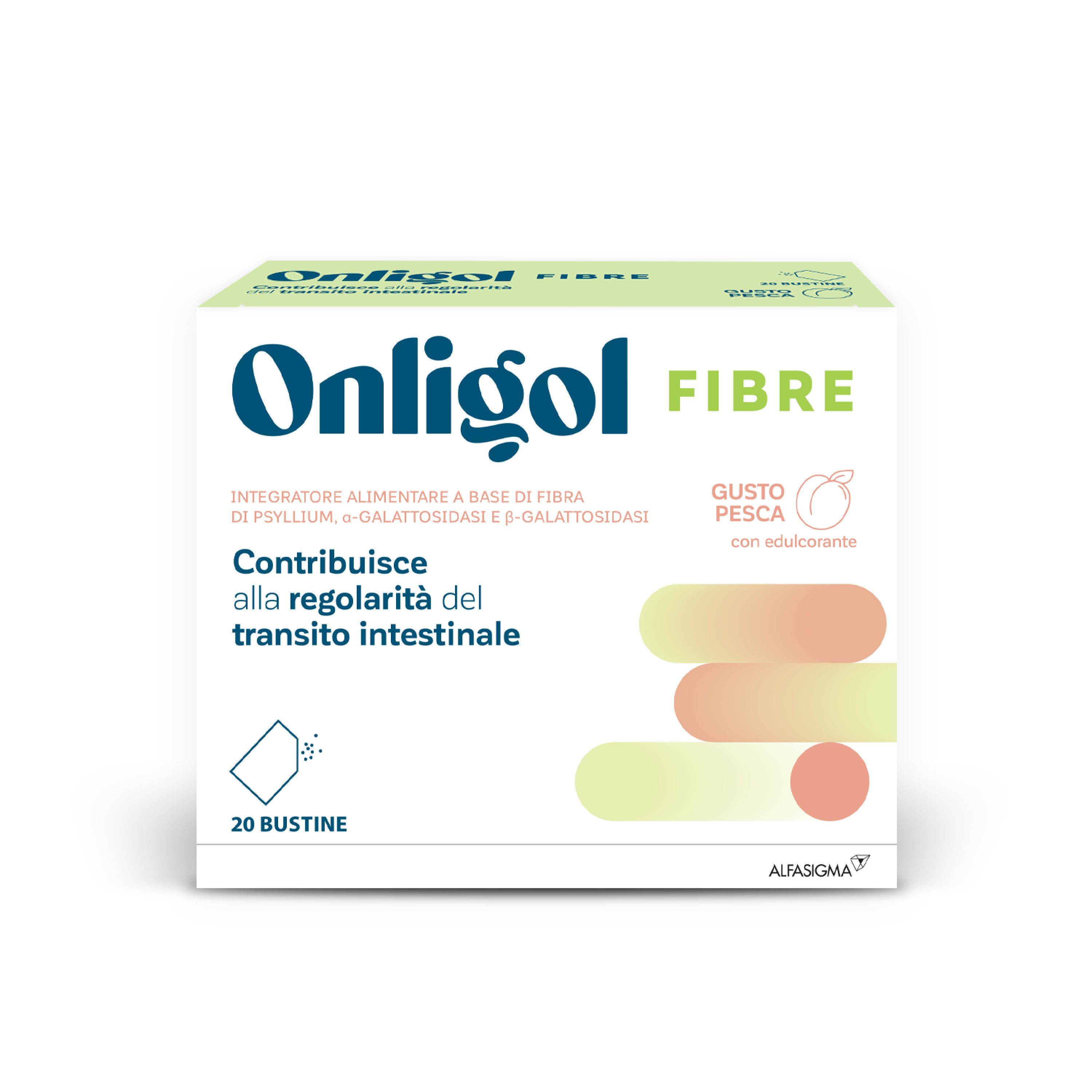 Onligol Fibre Integratore per il Transito Intestinale Gusto Pesca 20 bustine