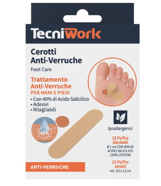 Tecniwork Cerotti Anti Verruche Piedi Dischetti e Cerotti 15+15 Pezzi