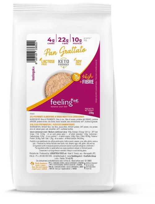 Feeling Ok Optimize Pan Grattato Low Carb 250 grammi